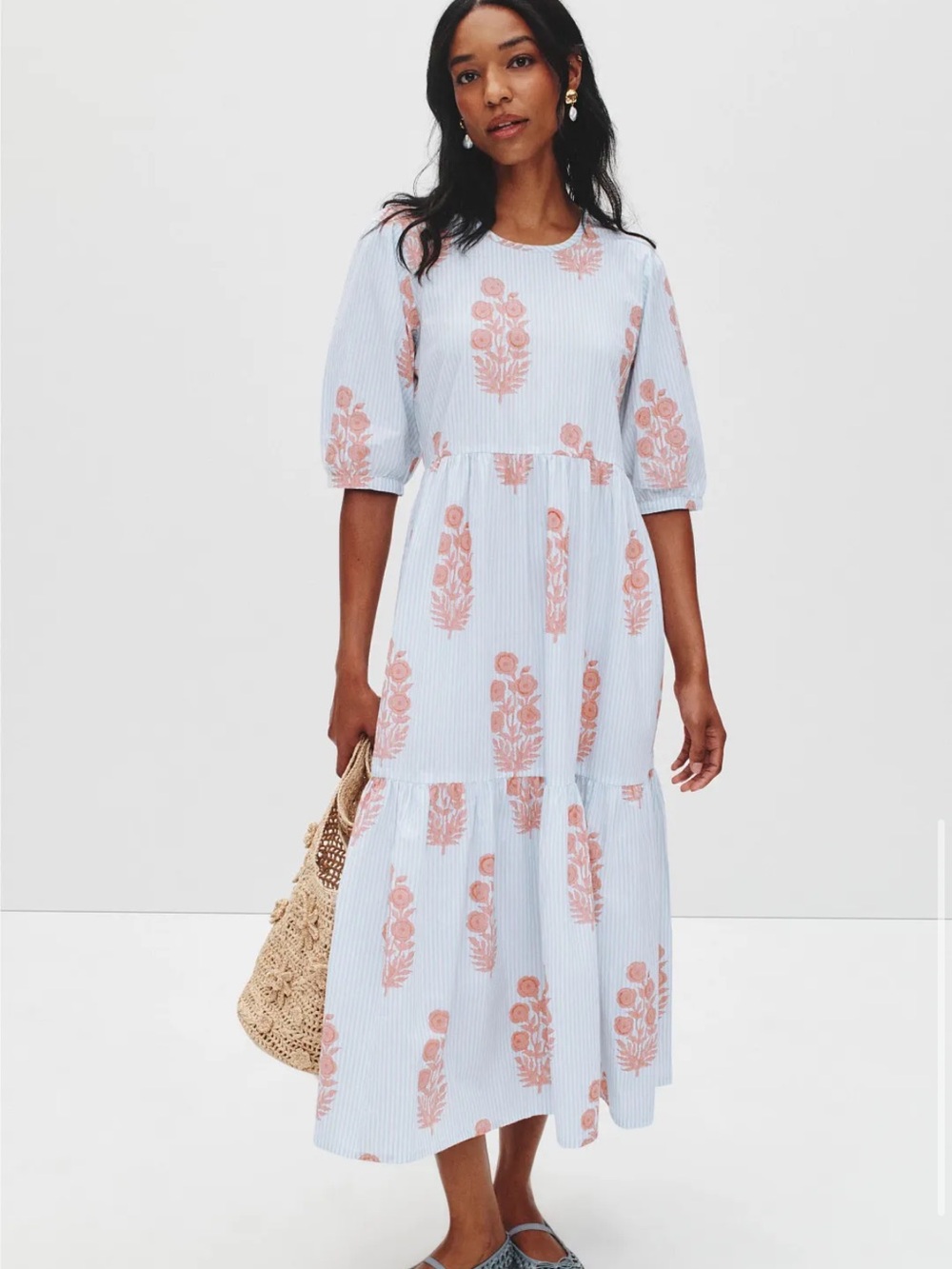 SZ Blockprints Blue Floral Gaia Dress - Picture 4 of 9
